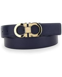 Ferragamo - Double Adjustable Nero And Calfskin Belt - Lyst