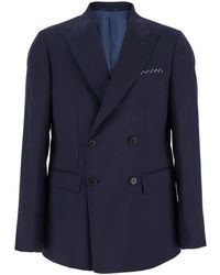 Low Brand - Double-Breasted Jacket With Peak Revers And Embroidery - Lyst