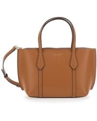 Tory Burch - 'Perry' Handbag With Adjustable And Removable Shoulder Strap And Embossed Logo Lettering On The Front - Lyst