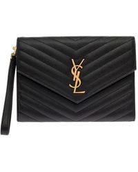 Saint Laurent - Handbag With Front Logo - Lyst