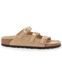 Birkenstock - 'Florida' Sandals With Buckle With Logo Lettering - Lyst