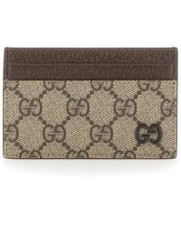 Gucci - Card Holder With Leather Finishes And All-Over Gg Motif In - Lyst