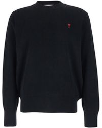 Ami Paris - Crewneck Sweater With Adc Embroidery On The Front - Lyst