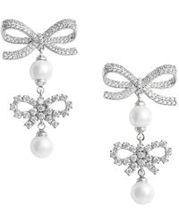 Self-Portrait - Colored Earings With Double Bow And Crystal Embellishments - Lyst