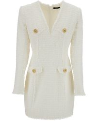 Balmain - Cropped Jacket With Jewel Buttons - Lyst