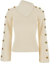 Elisabetta Franchi - Knit Top With Round Neckline And Long Sleeves - Lyst