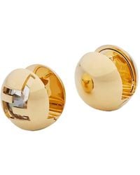 Fendi - Metallic Clip-On Earrings With Encrusted F - Lyst