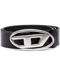 DIESEL - Vegetable Leather Belt With D Logo Buckle - Lyst