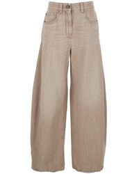 Brunello Cucinelli - Jeans With Five-Pocket Design And Patch Logo On The Back - Lyst