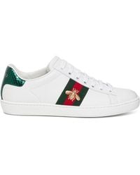 Gucci - Ace Embroidered Leather Sneaker - Lyst