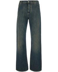 Fendi - Jeans With Logo Patch On The Back And Washed-Effect - Lyst