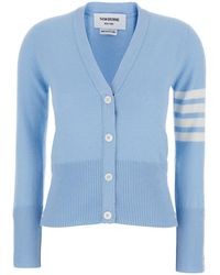 Thom Browne - Cardigan With V Neck And 4Bar Logo On The Sleeve - Lyst
