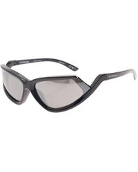 Balenciaga - 'side Xpander' Black Cat-eye Sunglasses With Mirror Lenses In Nylon Man - Lyst