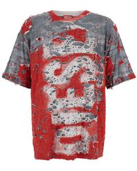 DIESEL - T-Shirt 'T-Boxt-Peel' Con Effetto Destroyed E Stampa Camouflage - Lyst