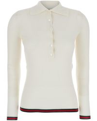 Gucci - Polo Shirt With Spread Collar And Web Detailed Trims - Lyst