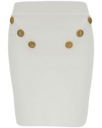 Balmain - Hw 6 Btn Knit Short Skirt - Lyst