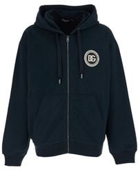 Dolce & Gabbana - Hooded Sweatshirt With Logo Patch On The Front - Lyst