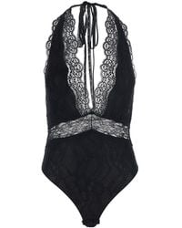 ANDAMANE - 'Florida' Bodysuit With Tie-Neck Closure And Lace E - Lyst