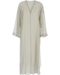 Jucca - Caftan With V Neckline And All-Over Striped Motif - Lyst