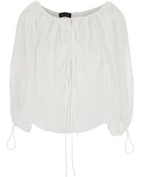 ANDAMANE - 'Wilma' Top With Long Balloon Sleeves - Lyst