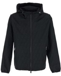 Fendi - Jacket With Drawstring Hood And All-Over Ff Motif - Lyst