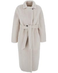 Suprema - Shearling Coat With Collar And Long Sleeves For - Lyst