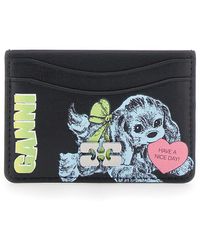 Ganni - Card Holder With Graphic Print On The Front - Lyst