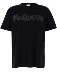 Alexander McQueen - Rhinestone Logo Cotton Tee - Lyst