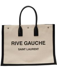 Saint Laurent - 'Big Rive Gauche' Tote Bag With Contrasting Logo P - Lyst