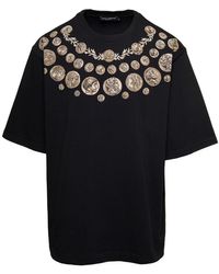 Dolce & Gabbana - T-Shirt Oversize Con Dettaglio Stampa 'Monete' - Lyst