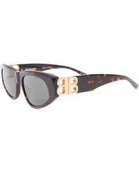 Balenciaga - 'dynasty Rectangle' Brown Rectangular Sunglasses With Silver-tone Detailing In Acetate Woman - Lyst
