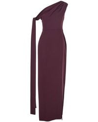 Solace London - 'Irina' Bordeaux One-Shoulder Long Dress With Draped Neckline - Lyst