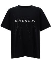 Givenchy - T-Shirt With Logo Print And Lighting Motif - Lyst