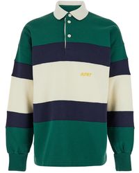 Autry - Polo A Maniche Lughe A Righe Con Logo - Lyst