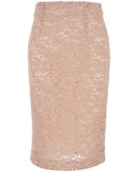 Le Plain - Midi Skirt With Lace Design And Back Vent - Lyst