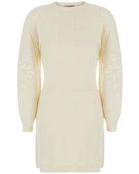 Twinset - Crew Neck Dress With Long Sleeves - Lyst