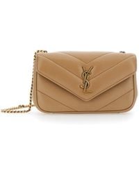 Saint Laurent - 'Loulou' Mini Crossbody Bag With Cassandre Plate On The Front And Chain Strap - Lyst