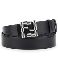 Fendi - Cintura Reversibile Con Fibbia Squared Ff - Lyst