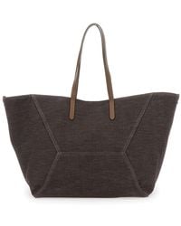 Brunello Cucinelli - 'Duo' Shoulder Bag With Two Flat Handles And Concealed Magnetic Closure - Lyst