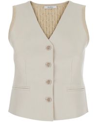 Max Mara - 'Mxmcalib' Vest With V-Neck And Cable Knit On The Back - Lyst