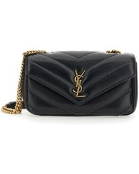Saint Laurent - 'Loulou' Crossbody Bag With Chain Strap And Cassandre Plate On The Front - Lyst