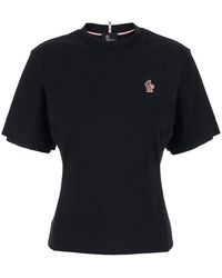 Moncler - Crew Neck T-Shirt With Logo On Front And Back - Lyst