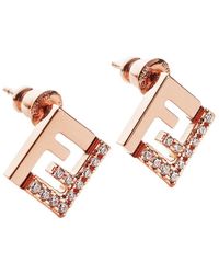 Fendi - Orecchini Con Silhouette Ff E Decorazione Con Cristalli - Lyst