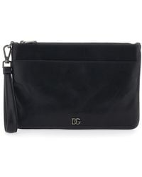 Dolce & Gabbana - Clutch Con Cinturino Da Polso E Placca Logo Sul Fronte - Lyst