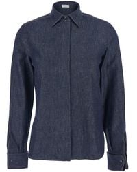 Brunello Cucinelli - Shirt With Point Collar And Hidden Closure In - Lyst