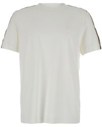 Burberry - T-Shirt Girocollo Con Dettaglio Check Sulla Manica E Ricamo L - Lyst