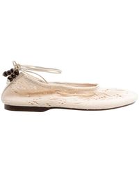 Alohas - 'Rosemary' Ballet Flats With Embroidered Design Ankle Kno - Lyst