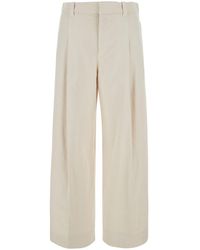 Brunello Cucinelli - Pleated Cotton Blend Pants Trousers - Lyst