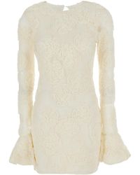 ROTATE BIRGER CHRISTENSEN - Mini Dress With Long Flared Sleeves And All-Over Floral E - Lyst