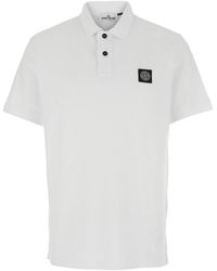 Stone Island - Polo Shirt With Classic Collar And Logo Patch On The Front - Lyst